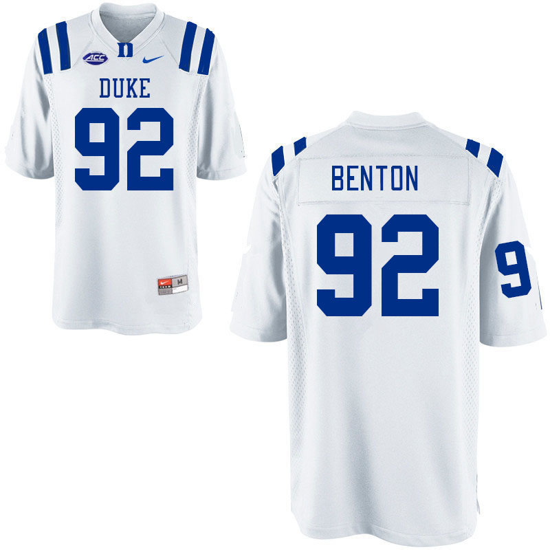 Men #92 Brock Benton Duke Blue Devils College Football Jerseys Stitched Sale-White